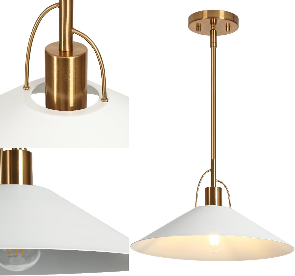 classy leaves Pendant Lights Kitchen Island, 14-Inch Gold and White Metal Pendant Light Fixtures, Modern Kitchen Pendant Lighting Over Island