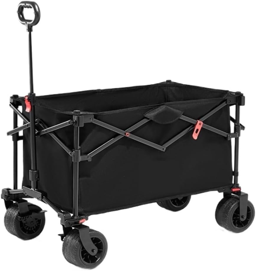 Portable Camping Cart,Portable Beach Trolley Cart for Camping Night Markets and Picnics Foldable and Heightened Outdoor Trailer for Easy Transport (Black)