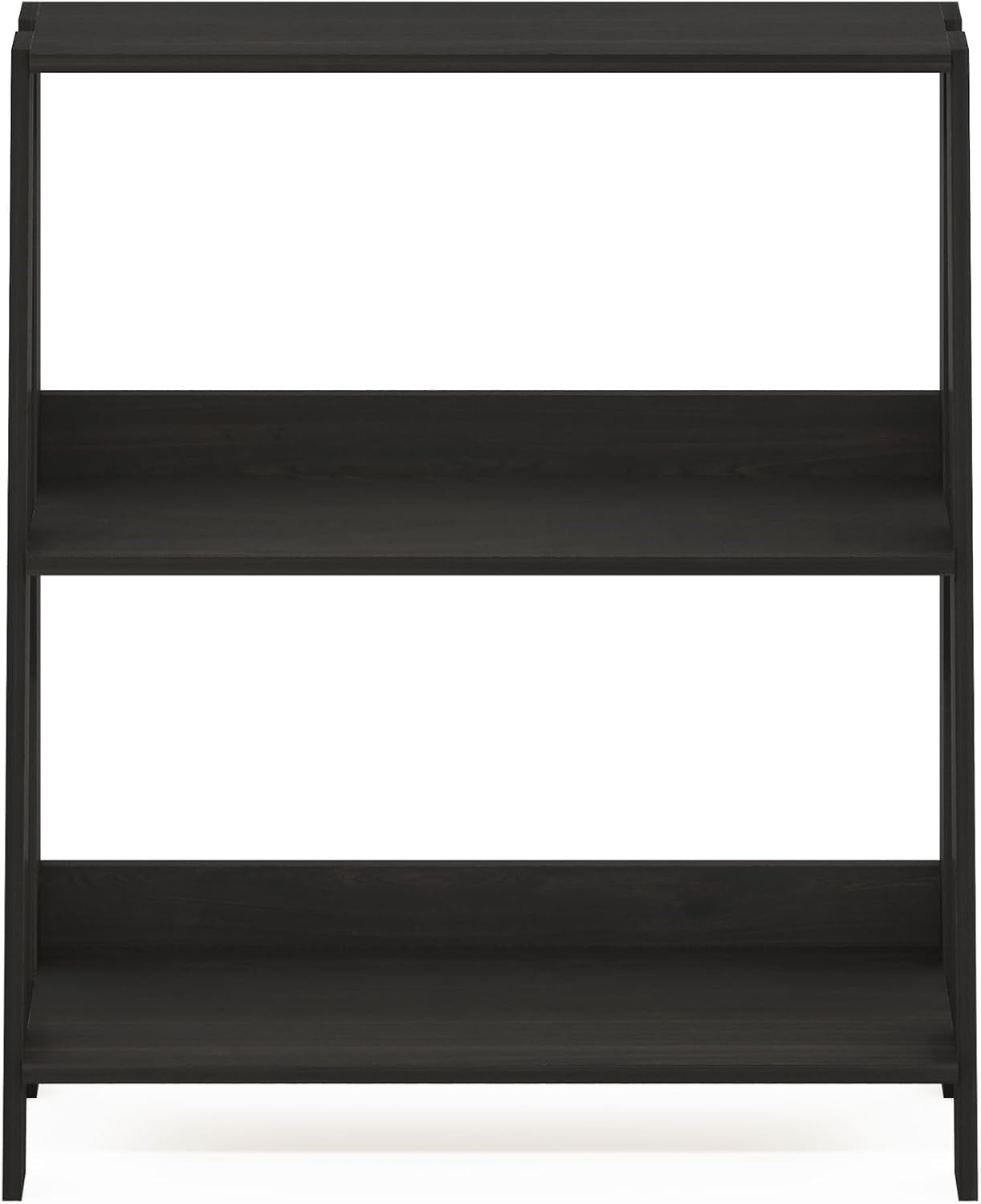 Furinno Ladder Book Shelf, 3-Tier Ladder Shelf, Open Design Bookshelf, Display Storage Bookcase, 9.3" x 23.6" x 27", Living Room, Home Office, Espresso