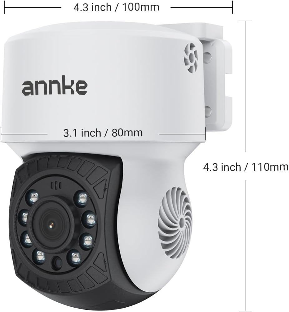 ANNKE 1080P 2MP AHD CCTV Home Surveillance Dome PT Wired Camera with 350° pan and 90° tilt, 100ft IR Night Vision, IP65 Weatherproof Security Add–On Cam for Outdoor Use, Wide Compatibility - APT200