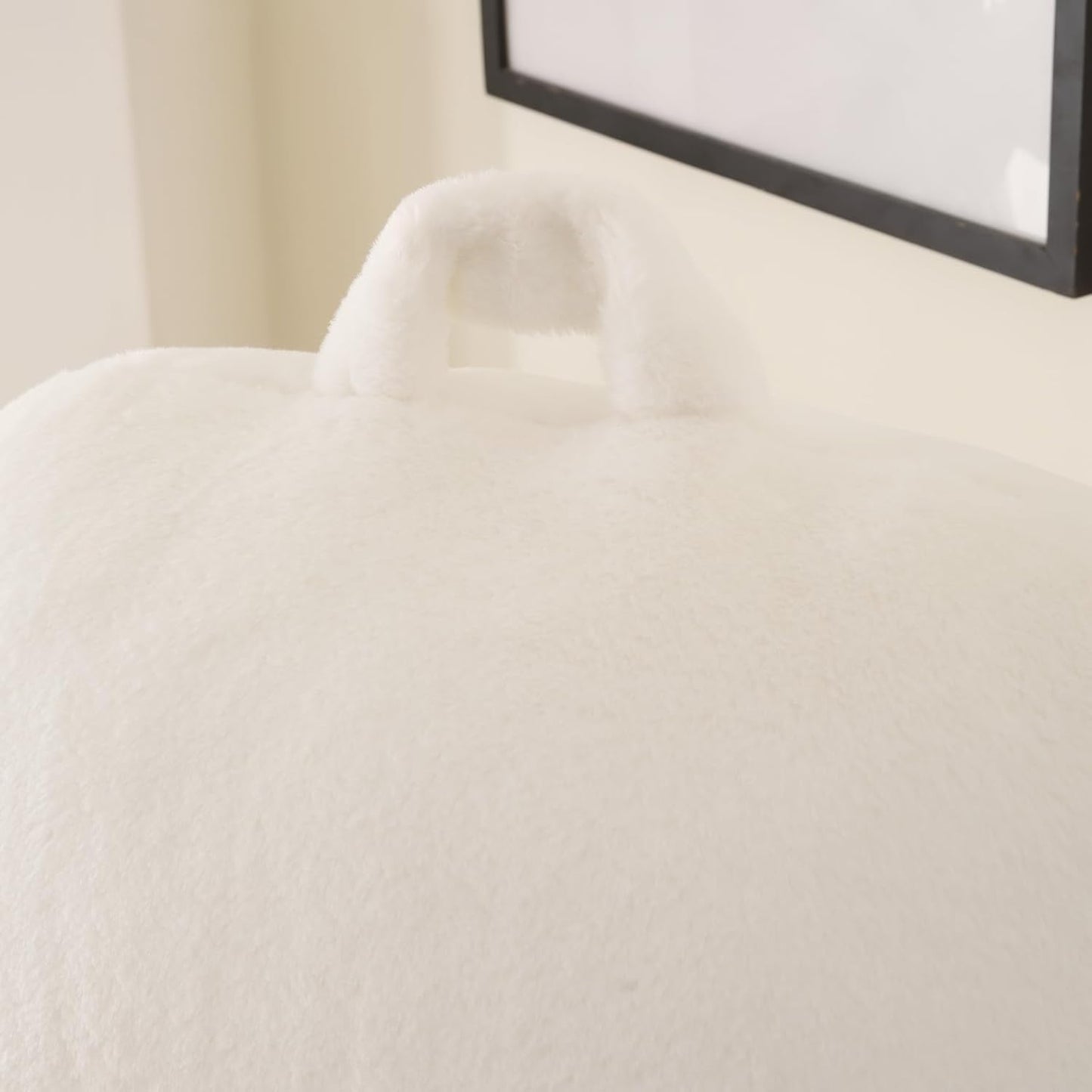 Back Pillow for Bed Sitting Up,Large Backrest Reading Pillow with Arm Rest,Back Rest Support Cushion for Sitting Up on Couch,Sofa,Floor,Dorm Essentials(White Faux Fur,Standard(17"))