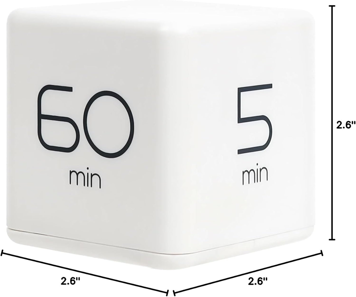 mooas Cube Timer (White), Timers Cube Flip Block Timers Productivity Gravity Sensor Time Management for Kids ADHD Classroom Kitchen Desk Workout Cooking Study 5, 15, 30, 60 min Timer Setting