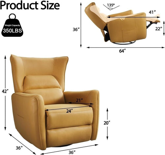 Spacious Power Swivel Glider Recliner with Breathable Leather – Electric Rocking Recliner with Wrapped High-Back Support, Plush Wide Seat, Perfect for Living Room, Home Theater