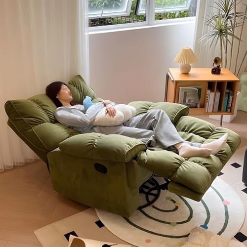 360° Swivel Rocker Recliner Chair - Manual Recliner with Technical Corduroy Fabric for Bedroom & Living Room, Comfortable Lounge Chair (Corduroy, E)