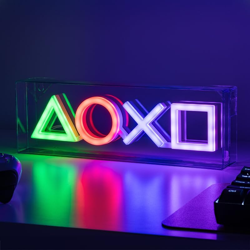 Paladone Playstation LED Neon Light - Free Standing or Wall Mountable - Game Room Accessories & Decor for Gamers