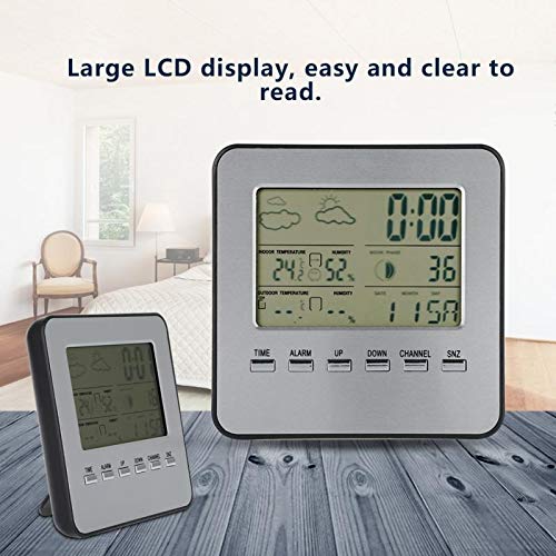 Digital Weather Station Alarm Clock Thermometer Hygrometer Outdoor Indoor Temperature Measurer