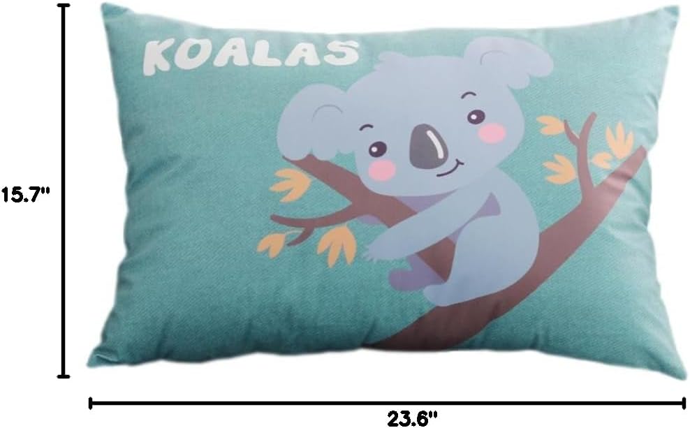 Sofa Rectangle Throw Pillow Bed Lumbar Back Cushion Backrest Cushions Rest Reading Pillow Office Lumbar Waist Pillows (40×60cm/15.7"×23.6" (with Core), Green Koala)