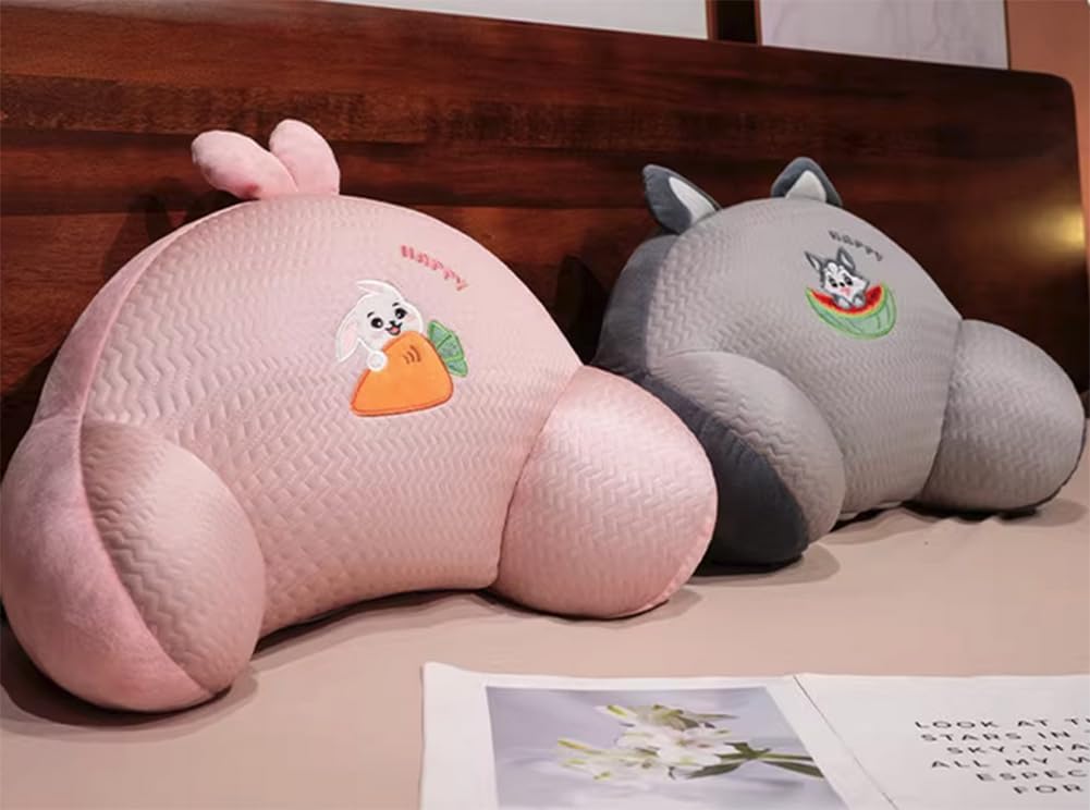 Tingting's Dream Summer Office Chair Lumbar Pillow Cartoon Cool Chair Waist Cushion Bed Rest Reading Pillow Car Seat Lumbar Back Cushion (Gray, 45×35CM/17.7"×13.8")