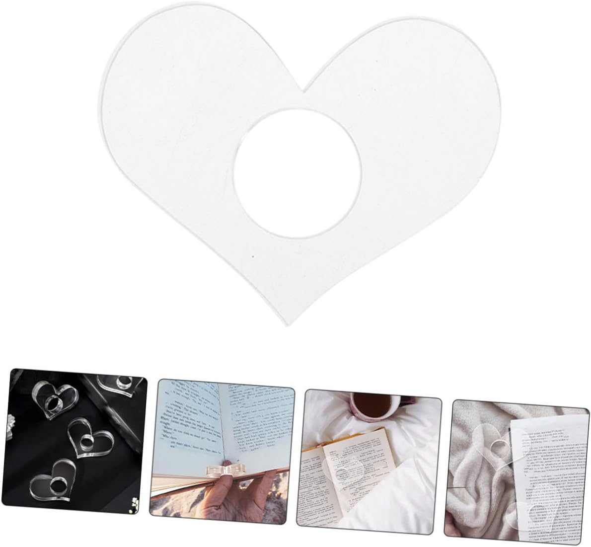 PRETYZOOM 4pcs Acrylic Heart-Shaped Thumb Reading Aid Book Page Holders Small Size Finger Bookmark for Teachers and Avid Readers