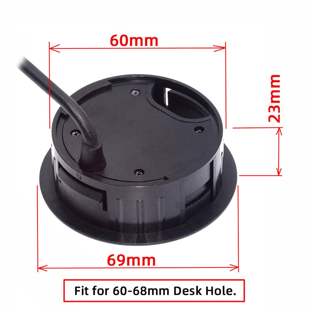 Cablecc 4 Ports USB 3.0 Hub USB Splitter 60mm Desk Grommet Dock Station Interface for Desktop PC Desk