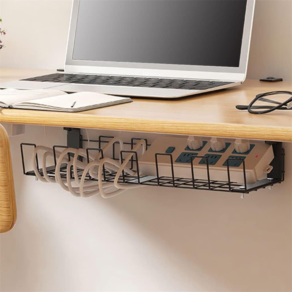 Under Desk Cable Organizer Wire Management Clamp Mount Large Capacity with Screw Sturdy Office Space Saving(Mcode)