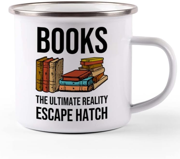 Reading Camper Mug 12oz - Books: The Ultimate Reality - Reader Gift Book Addict Book Lover Bookish Appreciation For Friend Novelist Writer Librarian Bookworm