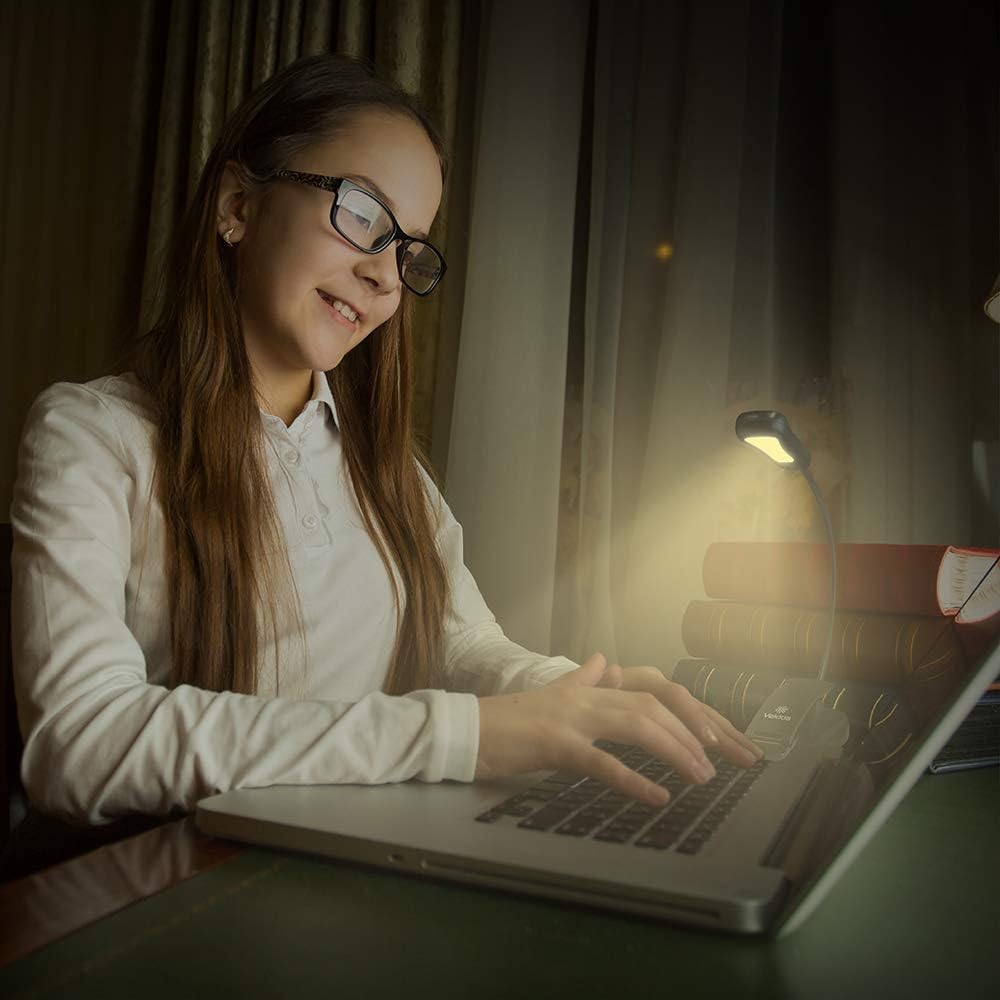 Vekkia 3000K Warm LED Rechargeable Book Light, Easy for Eyes, Clip on Reading Lights for Books in Bed, Car & Travel, Lightweight Slim 2.1 oz. Great for Readers