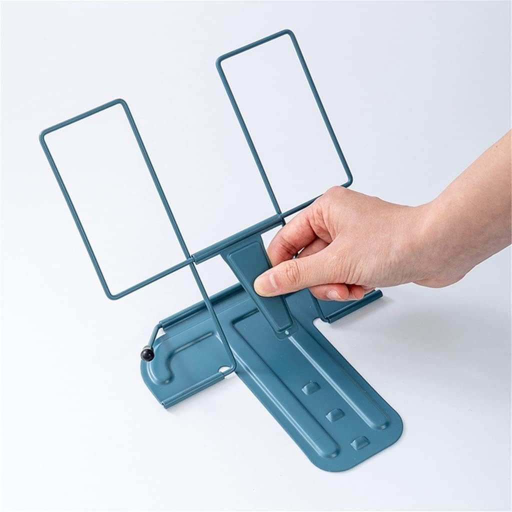 Adjustable Book Holder Kitchen Cookbook Stand Metal Page Clips Portable Textbooks for Reading Hands Free(Gray)