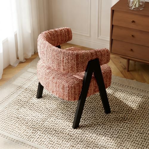 Meval Chenille Upholstered Lounge Chair, Single Sofas with Wooden Legs for Living Room, Bedroom, Office - Stylish Cloud Velvet Accent Chair (B)