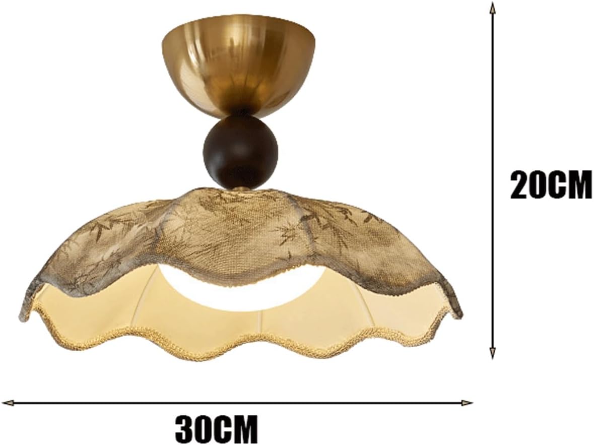 Ceiling Light Modern Metal Base Fabric Shade Flush Mount Ceiling Lamp LED Vintage Flush Mount Light for Bedroom Study Room Living Room Interior Home Decor Fixture Close to Ceiling Lighting
