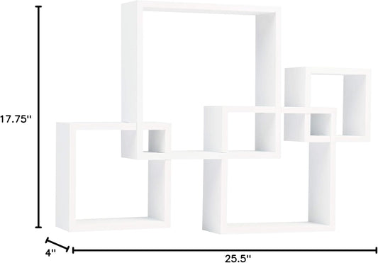 Danya B. Decorative Wall Mount Floating Intersecting Cube Accent Wall Shelf (White)