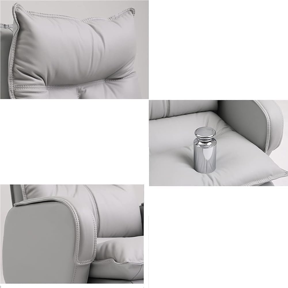 Ergonomic Leather Office Chair with Footstool Gaming Executive Adjustable Reclining Desk Chairs for Comfortable Seating Meeting Room Lunch Break Reading