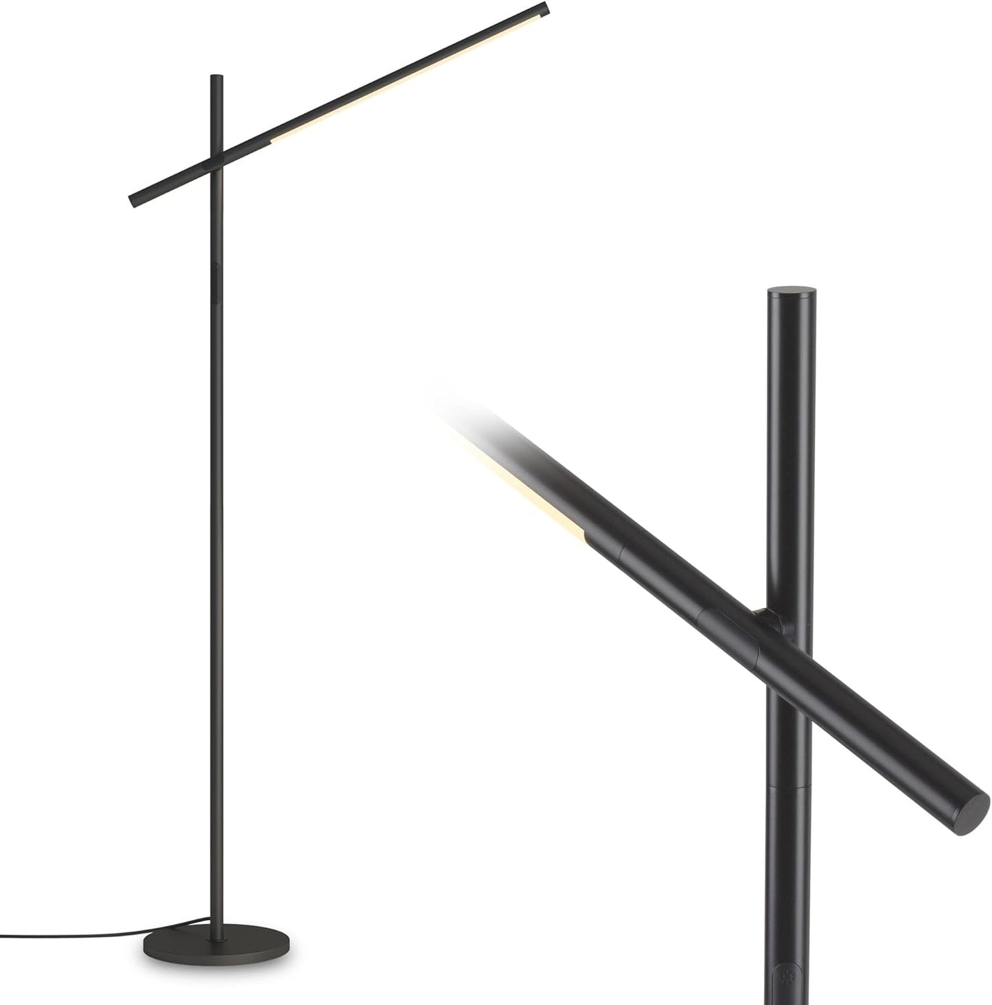 Tubicen Rotatable Corner Floor Lamp Triple-Joint 190° Arm 330° Head Rotation Standing Lamp 3 Color 4-Stage Touch Dimmable Modern LED Corner Floor Lamp for Bedroom Office Living Room Bedside Work