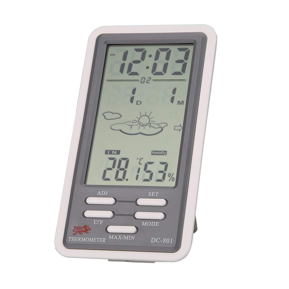 DC801 Large LCD Digital Indoor/Outdoor Temperature Thermometer Hygrometer Humidity Meter Clock