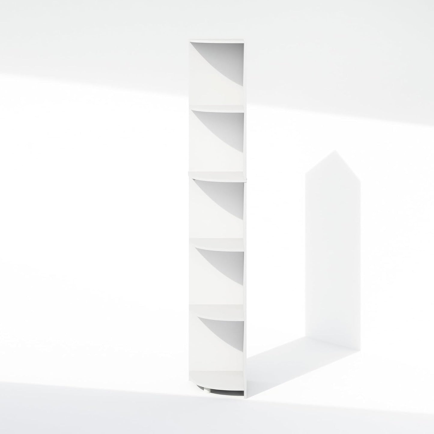 5-Tier Bookshelf with Corner Shelf — 12×12×70.8 in, White