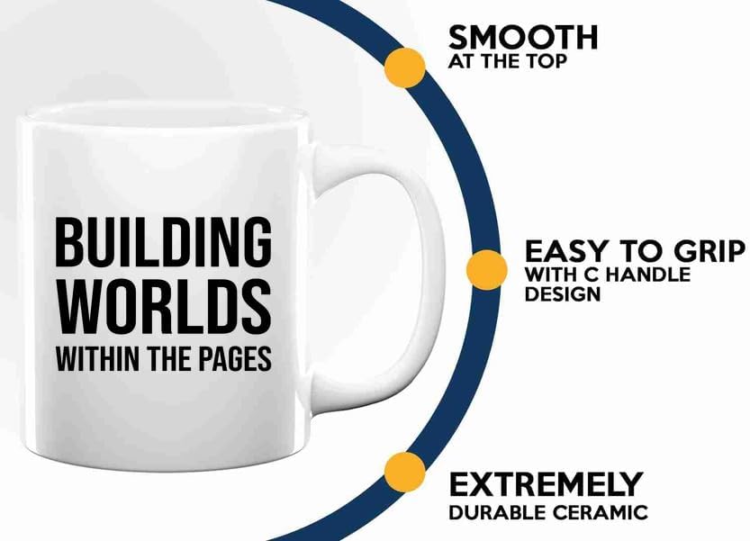 Book Lover Coffee Mug 11oz White -building worlds - Book Lovers Gifts Book Reader Gifts Book Club Gifts Book Reading Cup Reading Gifts