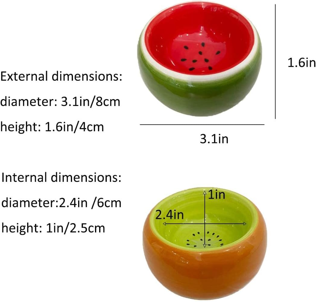 Hamiledyi 2PCS Hamster Bowl Ceramic Food Water Feeding Dish for Gerbil Mouse Rat Hedgehog Sugar Glider