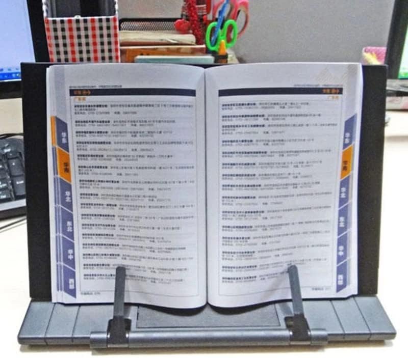 Book Stand Frame Desk Reading Holder with 7 Tilt Adjustable Grooves Bookends for Cookbook Document