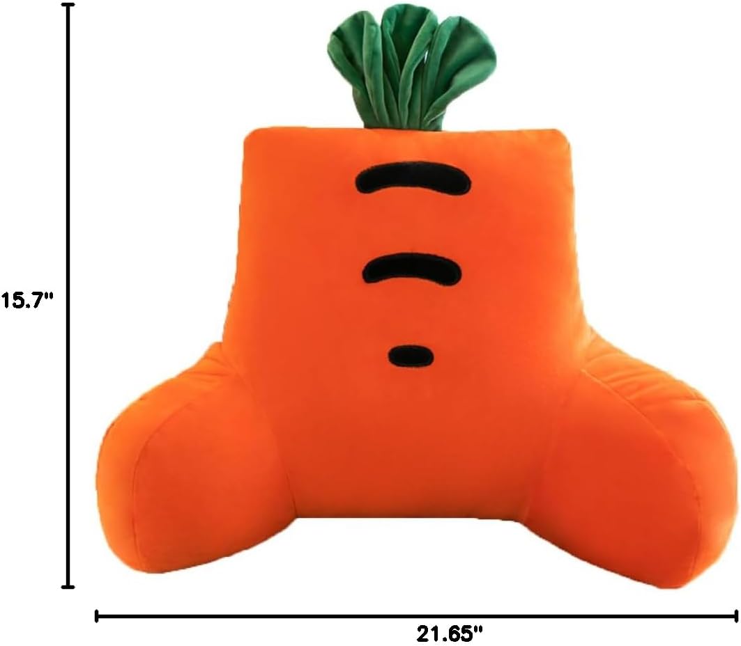 Tingting's Dream Cartoon Plush Bed Rest Reading Pillow, Sofa Rest Lumbar Back Cushion Office Chair Waist Lumbar Pillow (Orange Carrot, 55×40/21.65"×15.7")