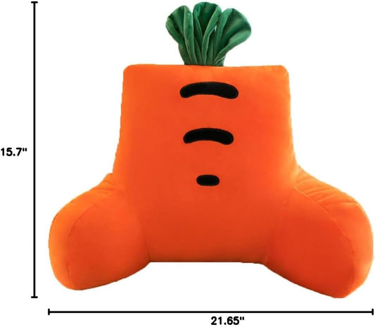 Tingting's Dream Cartoon Plush Bed Rest Reading Pillow, Sofa Rest Lumbar Back Cushion Office Chair Waist Lumbar Pillow (Orange Carrot, 55×40/21.65"×15.7")