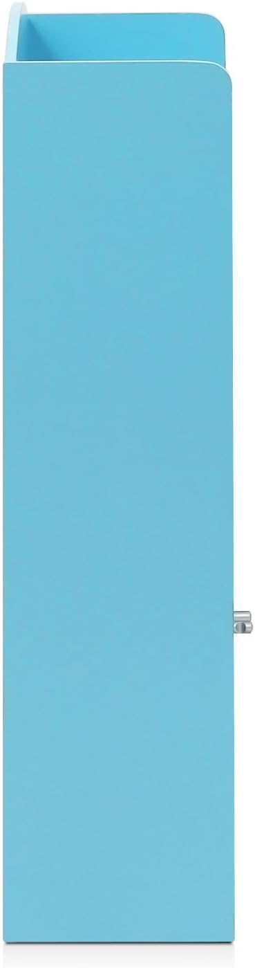 Furinno LOVA Book Shelf, Bookshelf with Storage Cabinet, Bookcase with Door, 11.8 x 23.6 x 37.3, for Living Reoom, Bedroom, Home Office, Light Blue