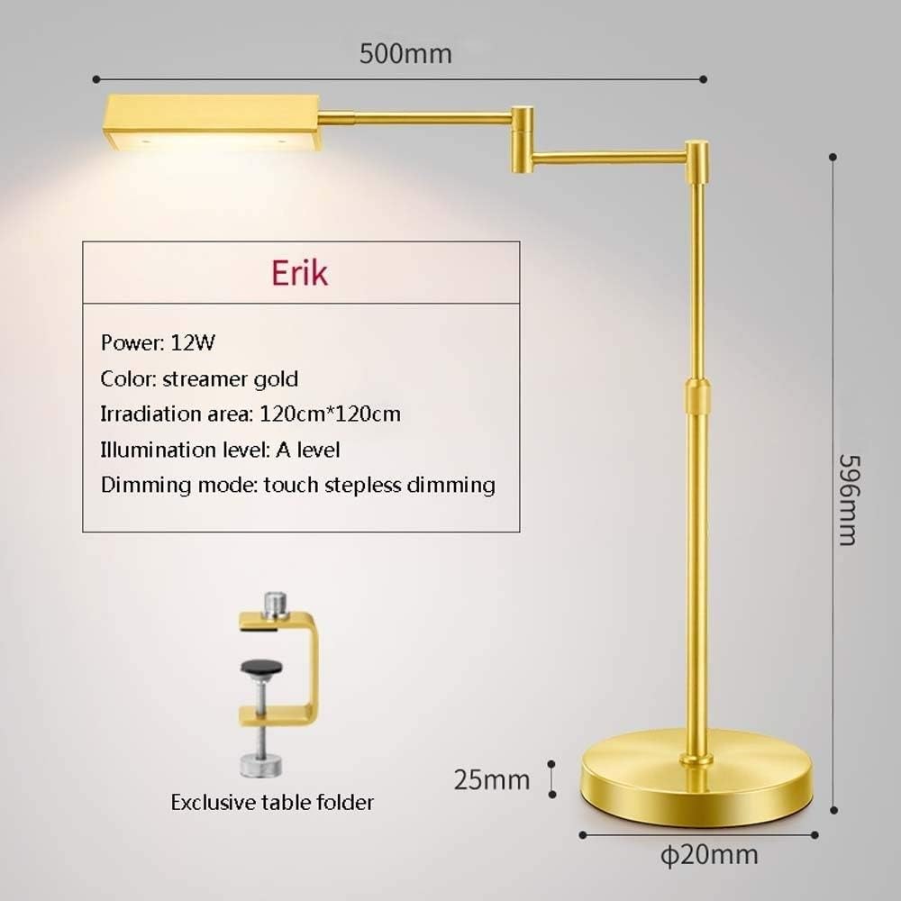 Table Lamp Led Desk Lamp, Eye-Caring Table Lamps, Dimmable Clip Office Lamp with Touch Control, 12W,700Lm, 2700K Reading Desk Lamp for Living Room/Bedrooms/Kids/Nightstand 2,Gold