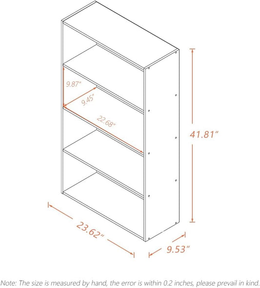 Basic Open Shelf Bookcase - 4-Tier Wooden Cube Storage Shelves Split Bookshelf, White