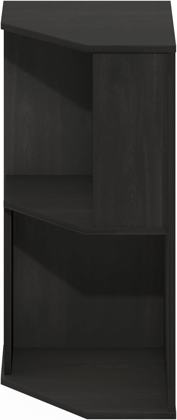 Furinno ECON Corner Shelf, 2-Tier Corner Book Shelf, Standing Storage Shelves, Cube Display Rack, Bookshelf, for Organization and Storage, Living Room, Home Office, Dark Espresso