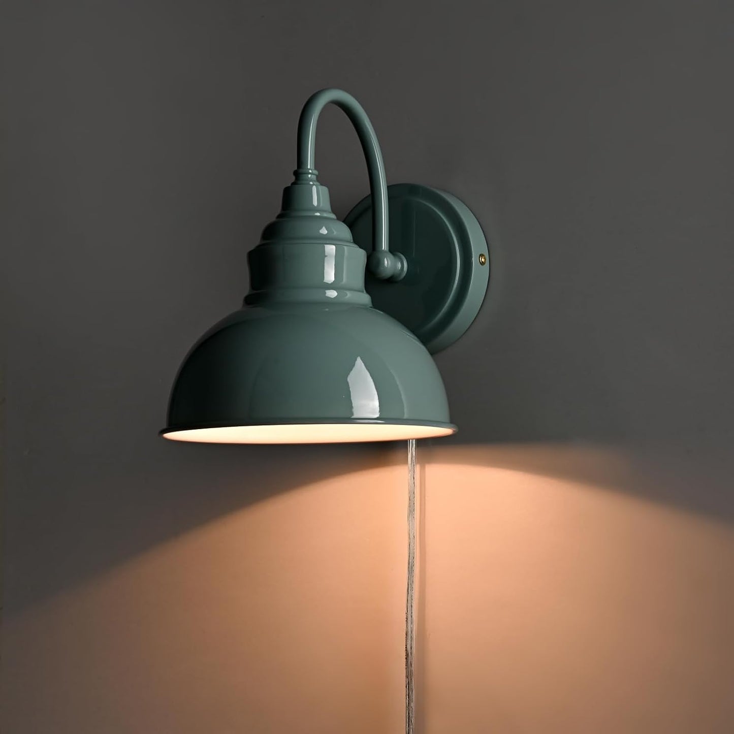 Modern Gooseneck Wall Sconce Plug-in Wall Lamp with On/Off Switch for Bedroom Bathroom Corridor Porch Patio Hallway Macaron Green