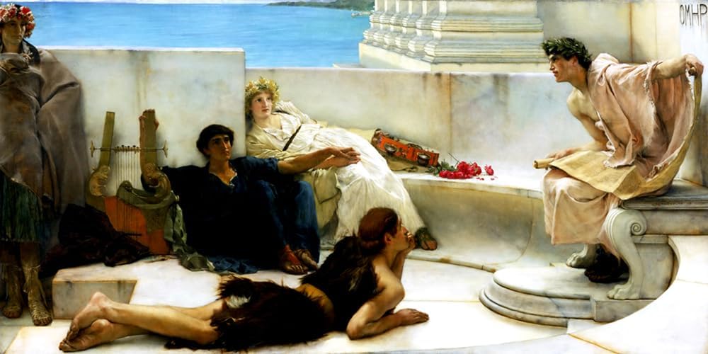 A Reading from Homer Scene from Ancient Greece Young People and Poetry 1885 Painting by Lawrence Alma-Tadema 10"X20" Image Size on Matte Paper Fine Art Print Poster Shipped Rolled-up