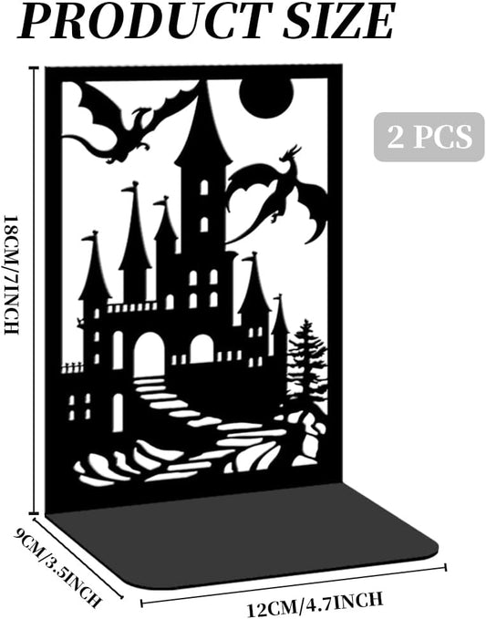 2 Pieces Metal Bookends for Shelves Dragon Bookends Decorative Heavy Duty Book Ends for Heavy Books Unique Gifts Book Ends for Home Office 4.7"x3.5"x7"