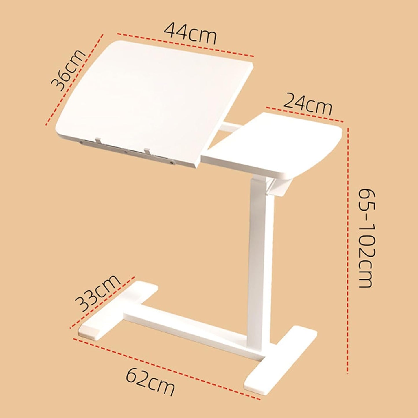 Portable Overbed Table Sofa Side Nursing Table with Wheels - Hospital Bed Table - Height and Angle Adjustable Laptop, Reading, Eating Breakfast Cart Stand