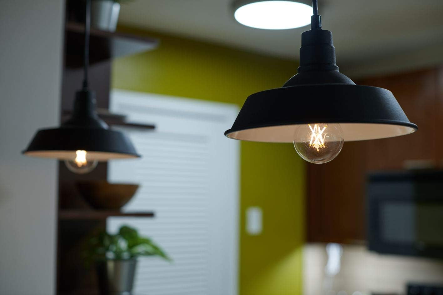 Sylvania Vintage Hudson Antique Pendant Light Fixture with 1 8.5W A19 LED Bulb Included, 800 Lumens, Antique Black, Dimmable (60053)