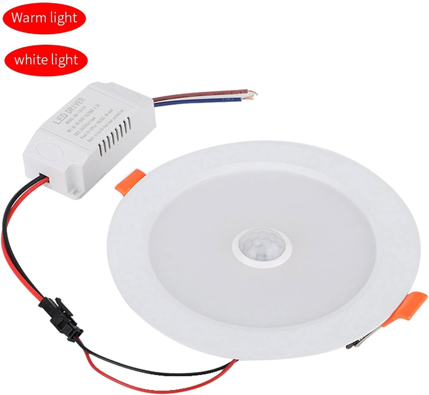 12W AC85‑265V LED Ceiling Light, Downlight Human Body Sensor Recessed Lamp Recessed Light Fixtures for Home Indoor Living Room (Warm White)