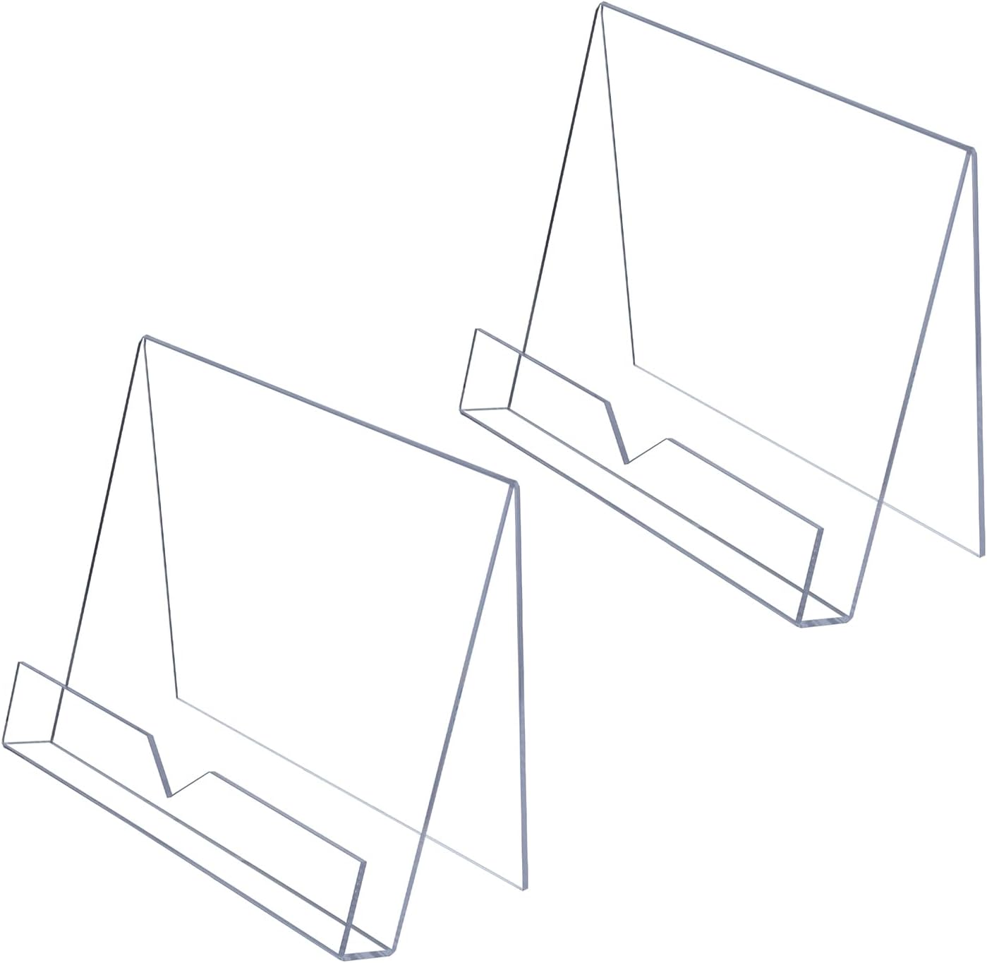 MyGift Modern 4 mm Premium Clear Acrylic Cookbook Holder, Recipe Book Stand, Magazine Display Rack, Set of 2