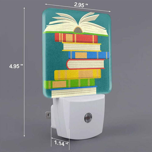 Colorful Books Night Light Study Reading Knowledge Library 0.5W Night Lights Auto LED Lamp Energy Saving Square Lights for Room Bedroom Bathroom