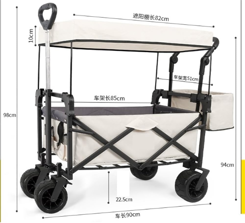 Portable Camping Cart,Outdoor Folding Camping Beach Wagon Cart with Removable 600D Oxford Cloth and Wheels Portable Garden Festival Trolley