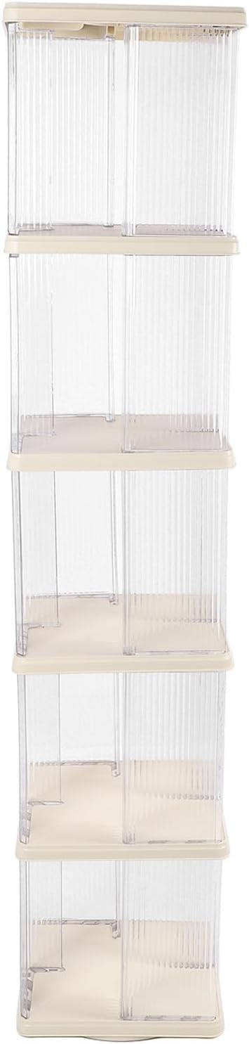 Luqeeg Clear Rotating Bookshelf, 360 Display Corner Bookshelf, Floor Standing Bookcase Storage Rack for Bedroom, Living Room, Study Room for Accessorizing, Organizing, Storing (Square 5 Tier)
