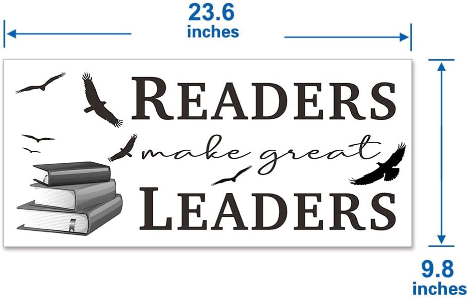 Reading Theme Wall Decals, Inspirational Quotes Readers Make Great Leaders Wall Stickers for School College Library Nursery Children’s Room Classroom