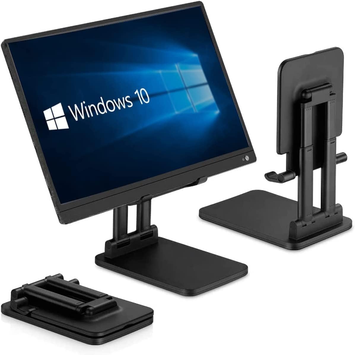 Portable Monitor Stand - Foldable & Adjustable, Super Sturdy, Tablet Holder for Desk Compatible with iPad Pro/Tablets/Portable Monitor 7"-15.6", Stand Holder for Facebook Portal (Black)