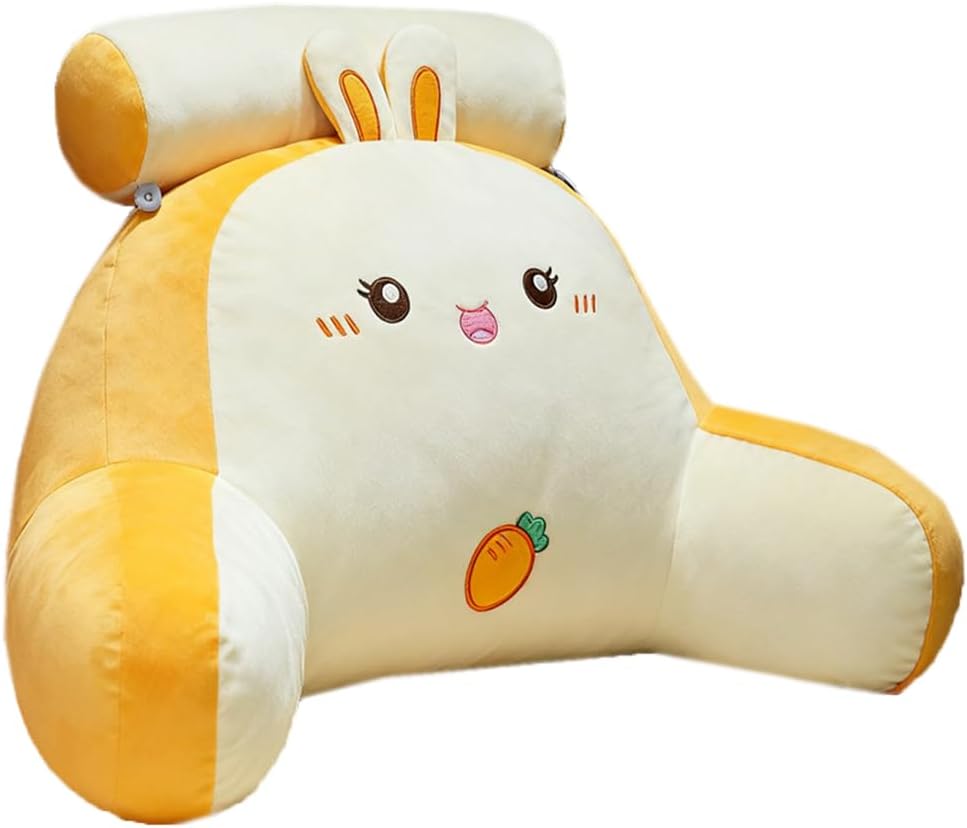 Creative Office Lumbar Back Pillow Soft Sofa Bed Rest Reading Pillow Dining Chair Waist Cushion Sleeping Neck Pillows (Yellow, 46×33×14cm/18.11"×12.99"×5.51")