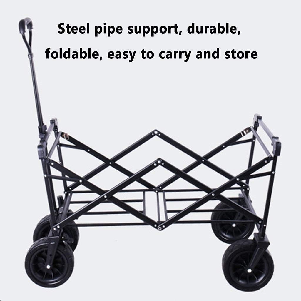 Outdoor Folding Utility Wagon l Portable Transport Vehicle Outdoor Garden Cart Folding Beach Wagon with Handle Dual Brake System Load-Bearing 100kg / 220lbs (Color : Style 1) (Style 2)