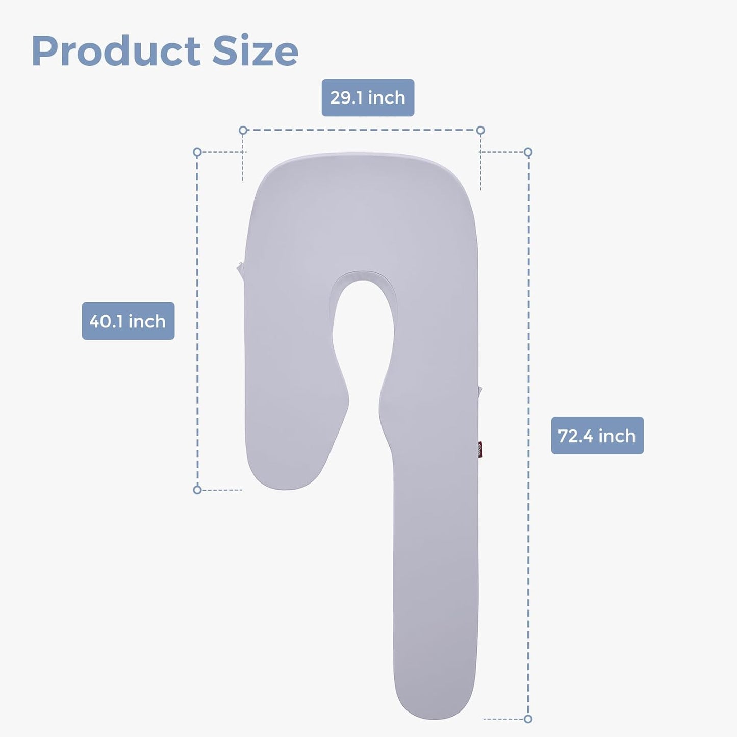 Momcozy Cooling Pregnancy Pillow Cover for Dreamlign U Pro Maternity Pillow for Sleeping, Adjustable Leg Pillow, Support for Back, Hip, Belly for Pregnant Women, 50-72 in Body Pillow, Only Pillowcase