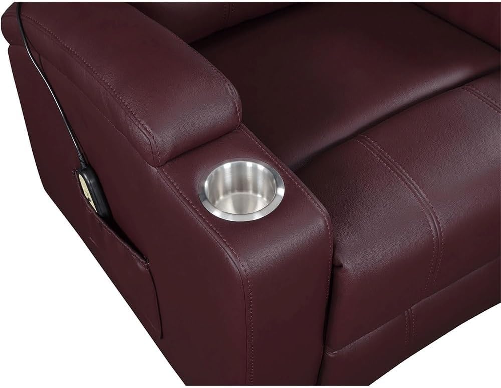 Power Lift Recliner Chair with Massage, Upholstered Leather Reclining Chair with Side Pockets, Comfortable Electric Recliner Chair, Single Sofa Recliner for Living Room